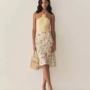 Doen Elowette Silk In Windswept Blooms Floral Skirt